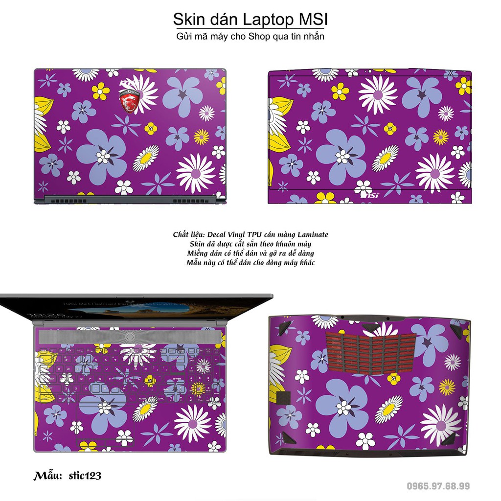 Skin dán Laptop MSI in hình Hoa văn sticker _nhiều mẫu 20 (inbox mã máy cho Shop)