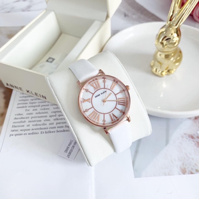 Đồng hồ nữ ANNE KLEIN dây da trắng model AK/3094RGWT #6