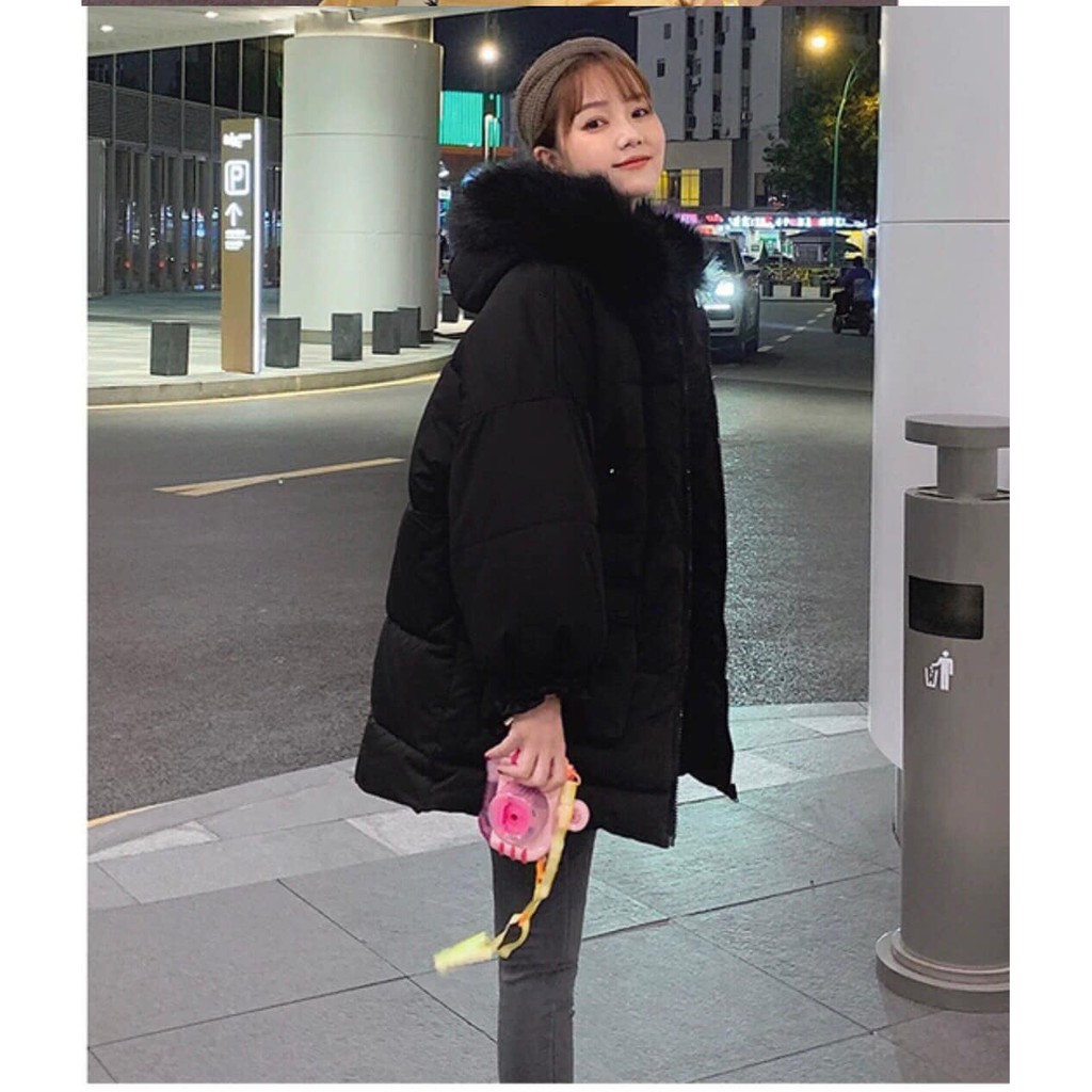 Áo phao túi hộp dáng rộng nữ - Khoác mũ lông oversize kiểu dáng hàn quốc SIÊU HOT | BigBuy360 - bigbuy360.vn