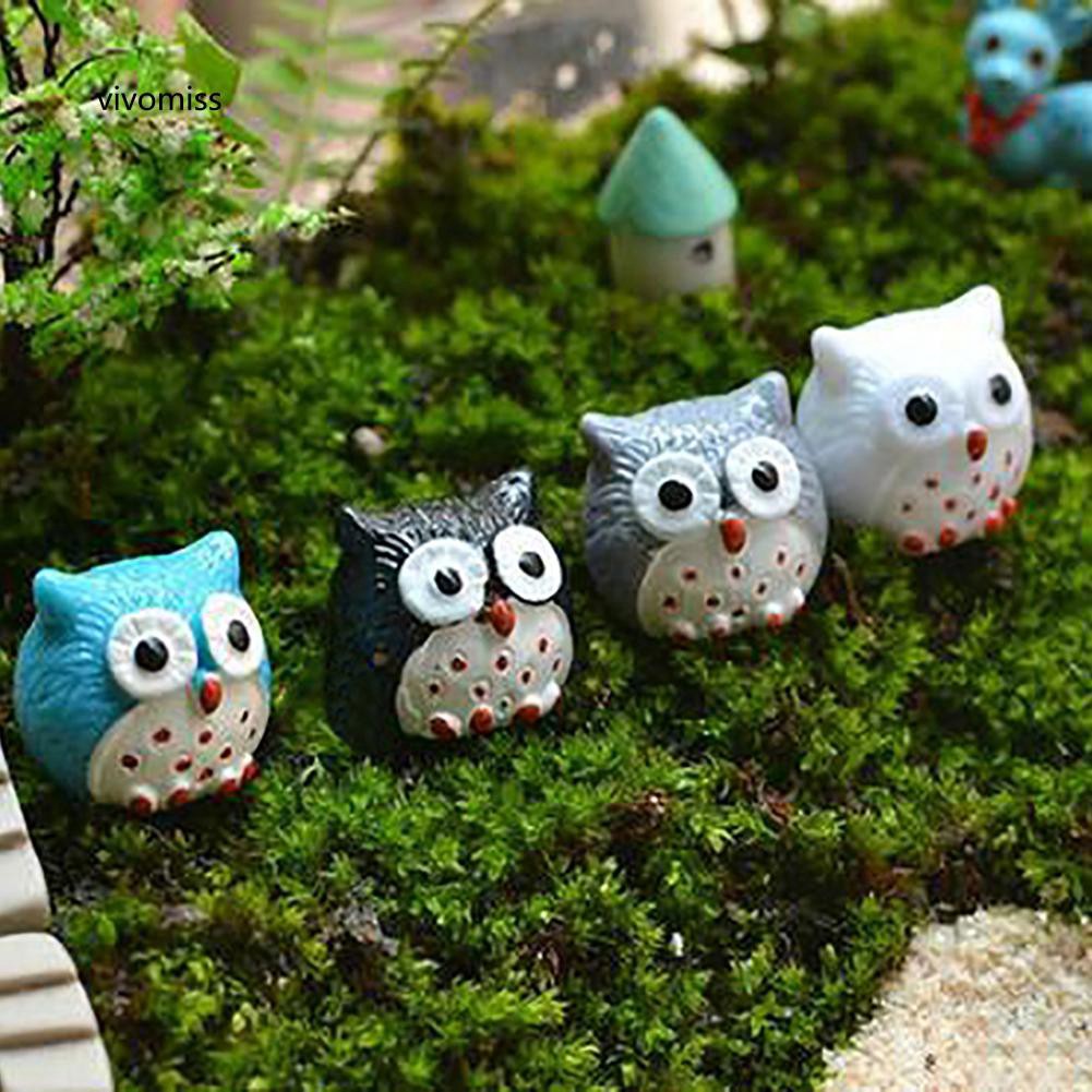 Set 2 mô hình cú mèo đáng yêu dùng trang trí tiểu cảnh độc đáo