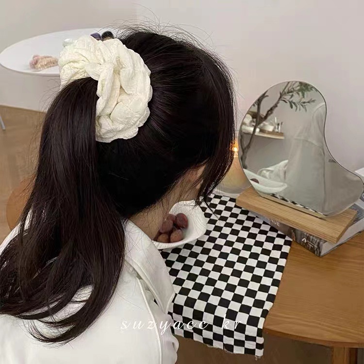 Dây Cột Tóc Co Giãn Cao Màu Trắng Đen Đơn Giản Cho Nữ
