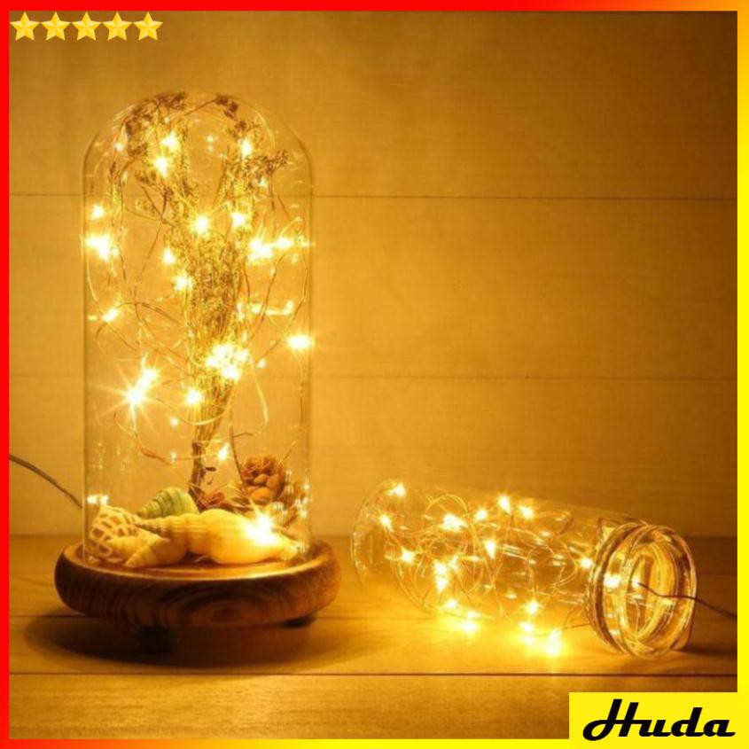 Dây kẽm, Dây đèn Led dây đồng Fairy Light trang trí tiệc cưới noel phòng ngủ 2met Pin 2A  DSG
