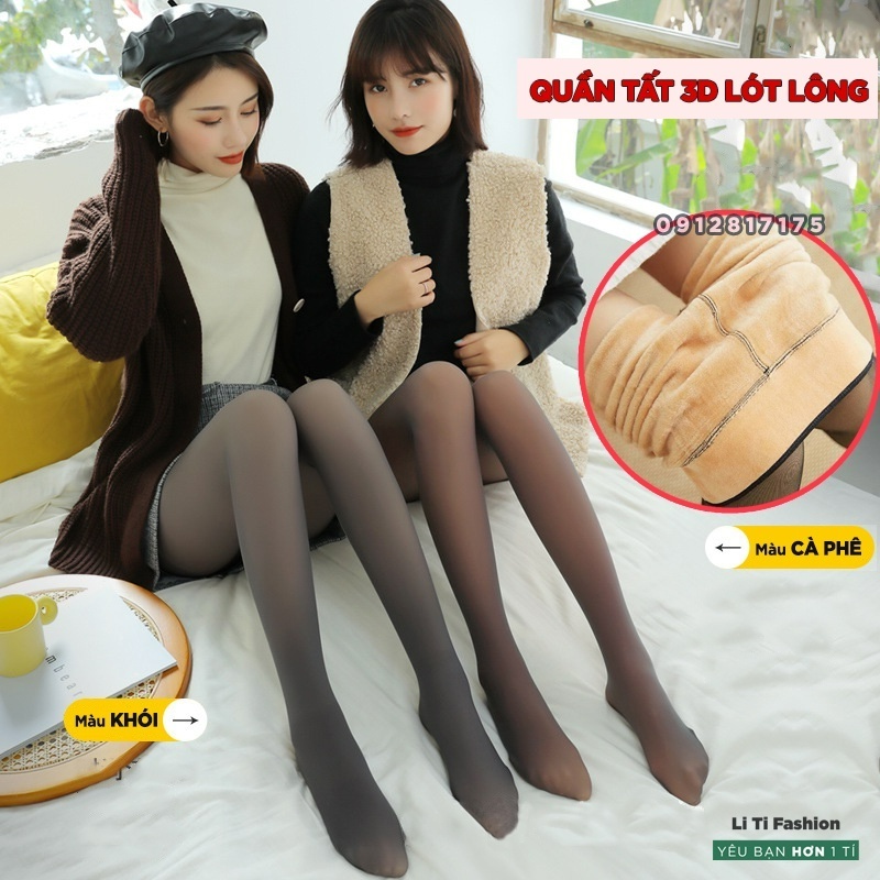 Quần Tất 3D lót lông nhung hack dáng, body siêu chuẩn - Quần Tất lót lông loại 3D giặc máy không xù lông