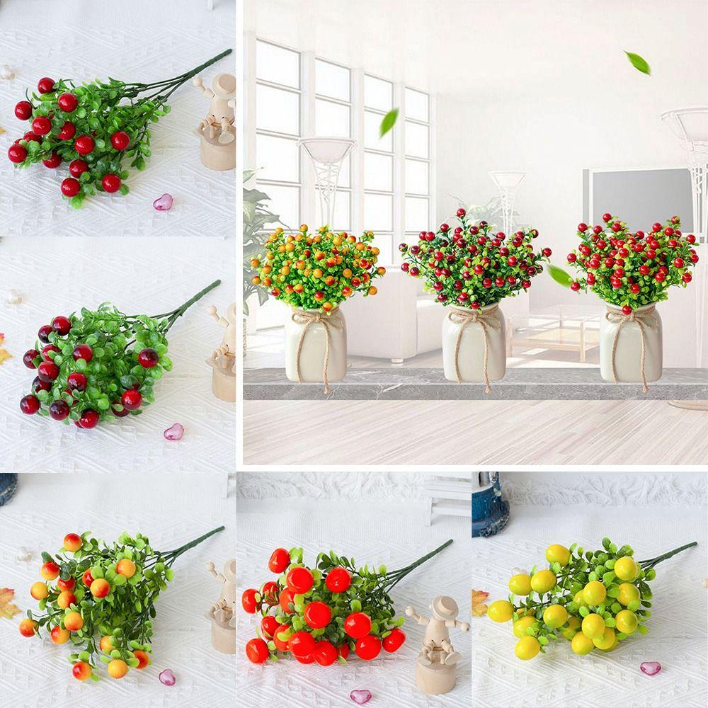 Cây Hoa Giả Mini 5 Màu Trang Trí Bàn Tiệc Tùng / Tiệc Cưới / Giáng Sinh Có 2 Bức