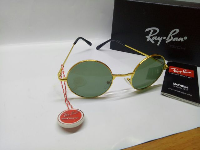 Mắt kính RayBan tròn mini kiểu thầy bói tròng thủy tinh