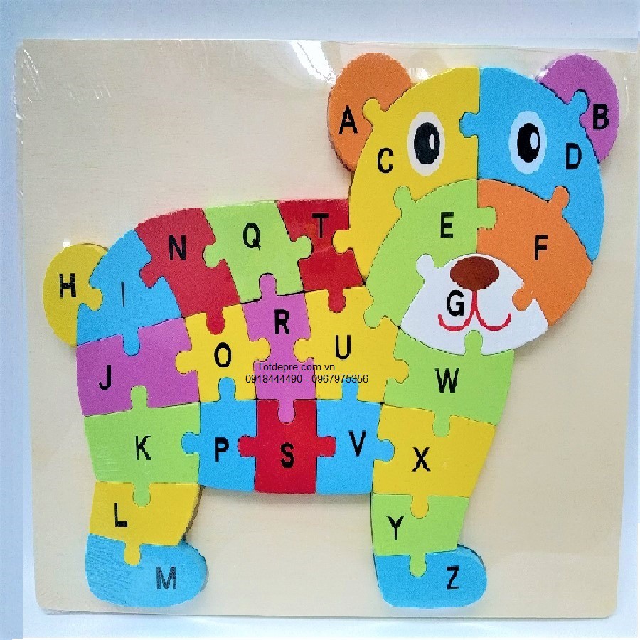 Ghép tranh gỗ kèm học chữ cái Tiếng Anh hàng Cao Cấp