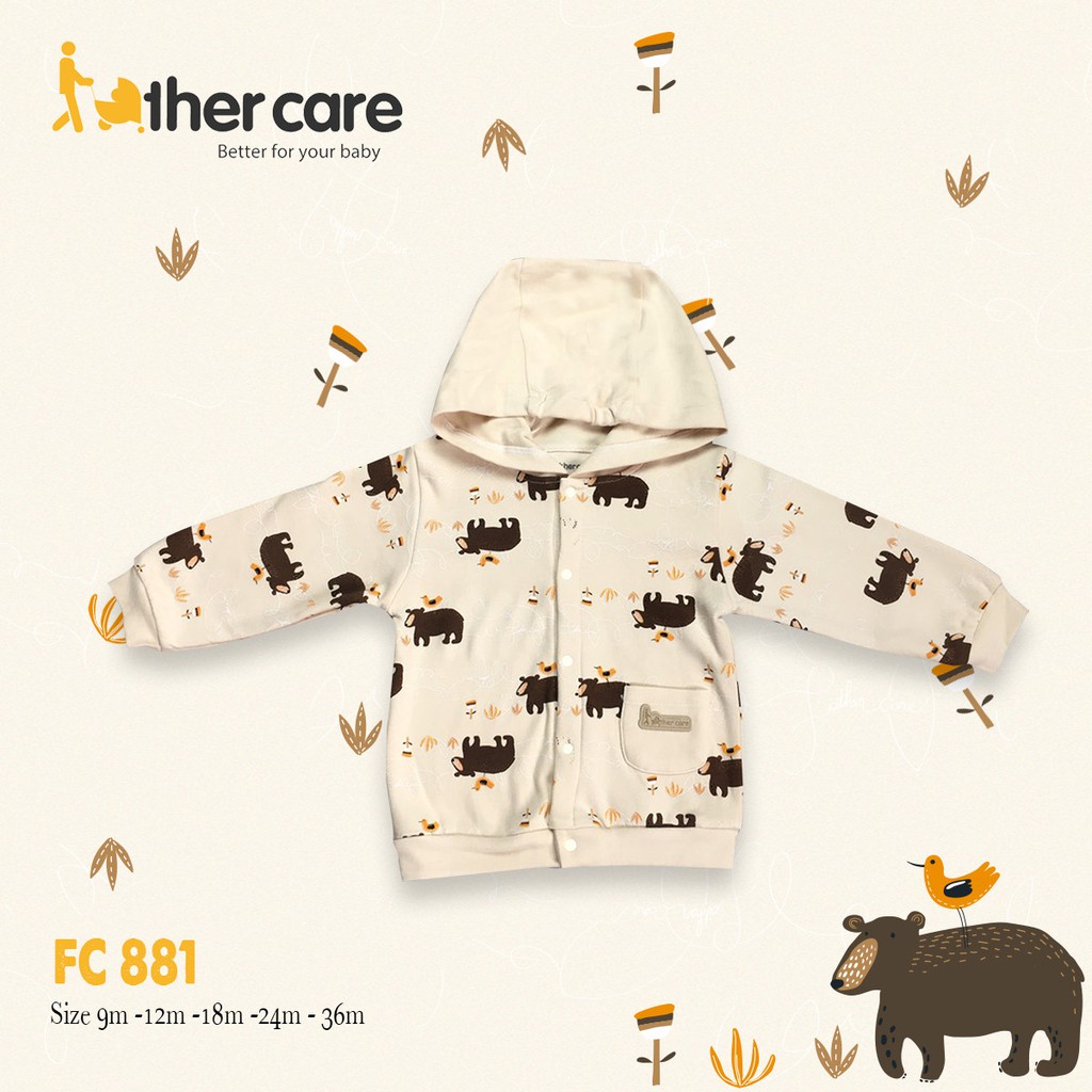 Áo Khoác FatherCare trẻ em Mũ Cài Giữa Nỉ - Gấu FC881