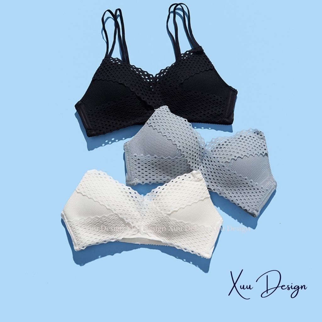 Áo lót nữ không gọng đệm mỏng Xuu, thiết kế vạt chéo có lỗ thoáng khí AV25