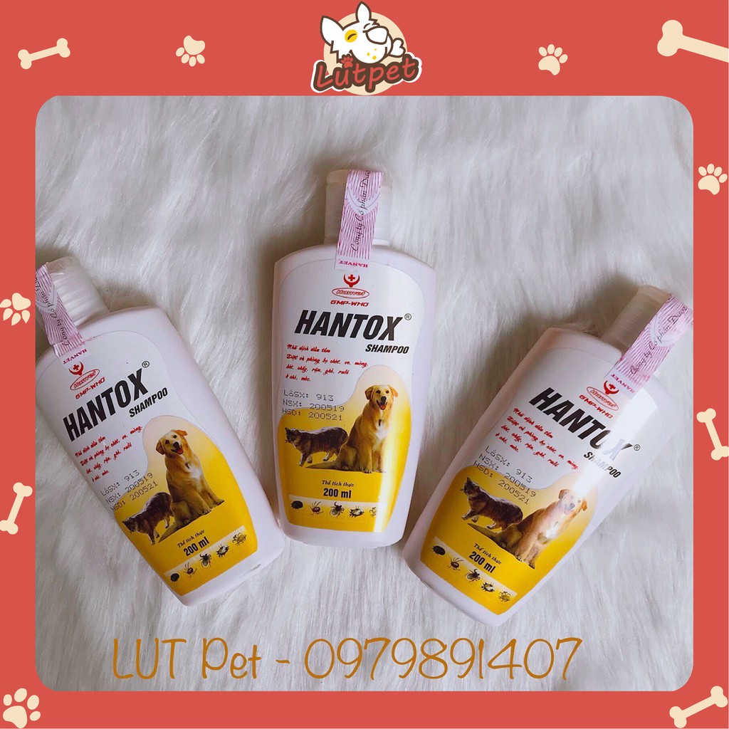 Sữa tắm hantox shampoo diệt ve rận bọ chét ghẻ chó mèo - dầu tắm diệt khuẩn ngoài da mèo cún con