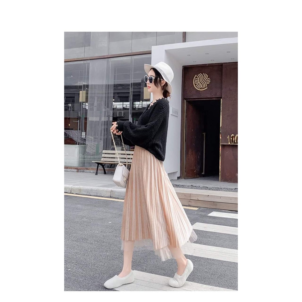 Chân váy xếp li midi,xếp ly(mặc 2 Mặt) | BigBuy360 - bigbuy360.vn