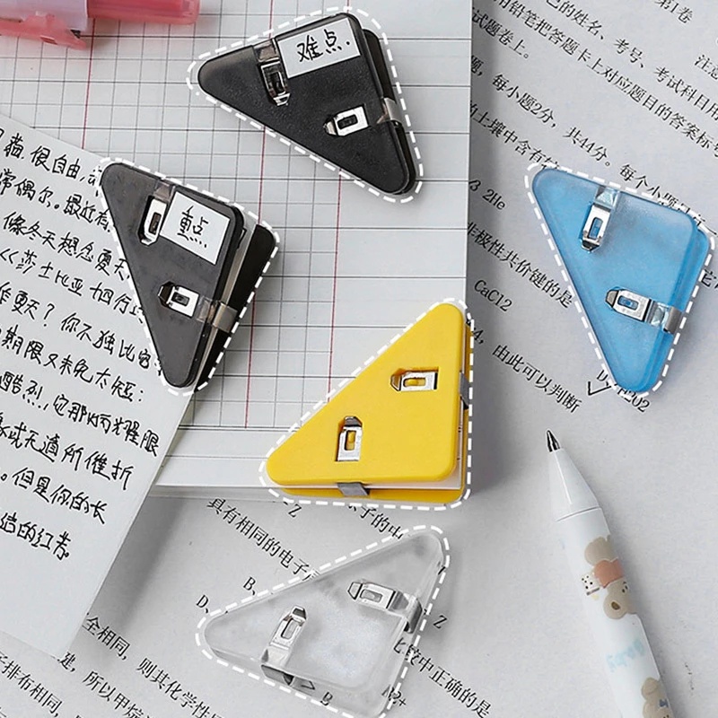 Set 5 Kẹp Giữ Góc Sách Hình Tam Giác Bằng Nhựa Tiện Dụng Cho Học Sinh/Văn Phòng