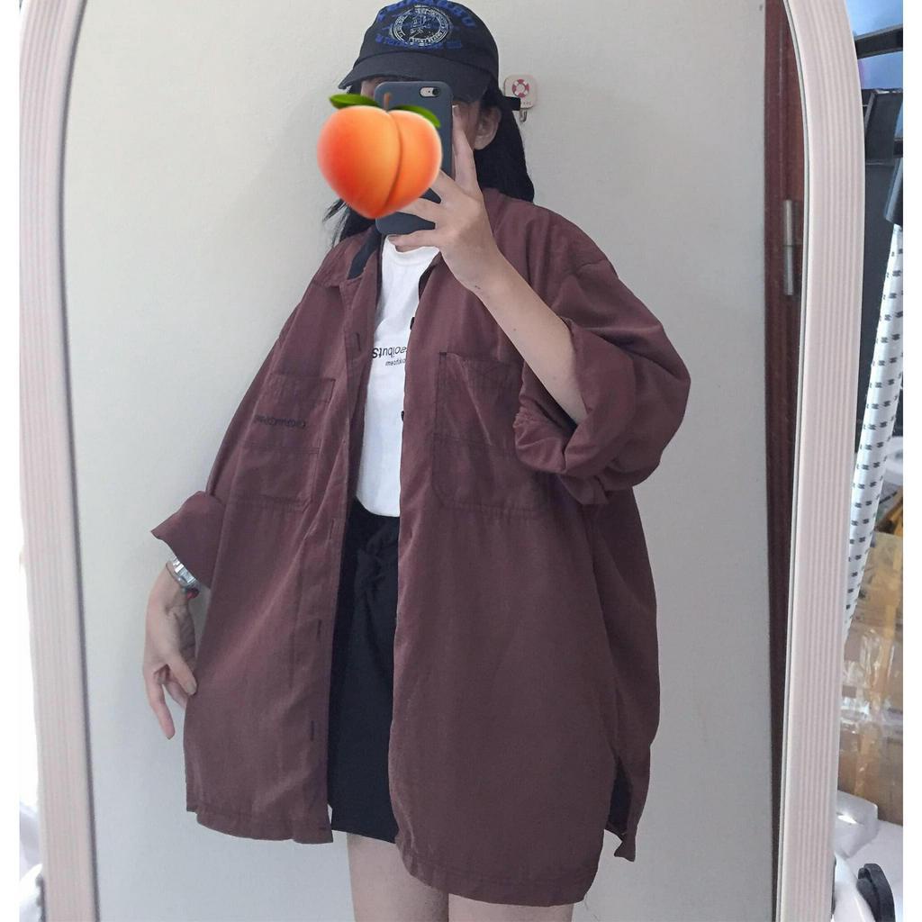 Somi freesize unisex 2hand _Somi form rộng /Somi nâu freesize/Somi kẻ xanh form rộng/Somi trắng freesize xẻ tà