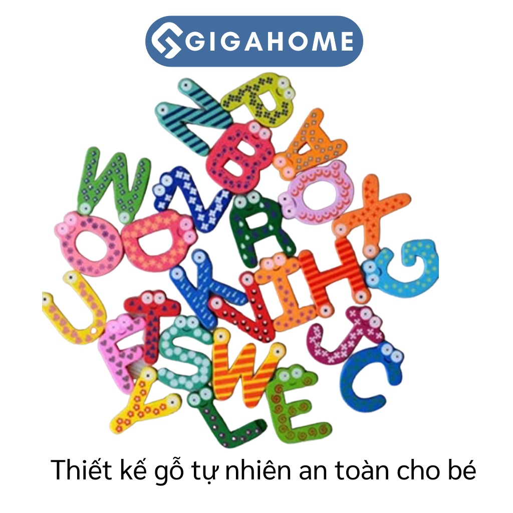 Combo 26 Chữ Cái Tiếng Việt GIGAHOME Bằng Gỗ Có Nam Châm Giáo Dục Bé 6377
