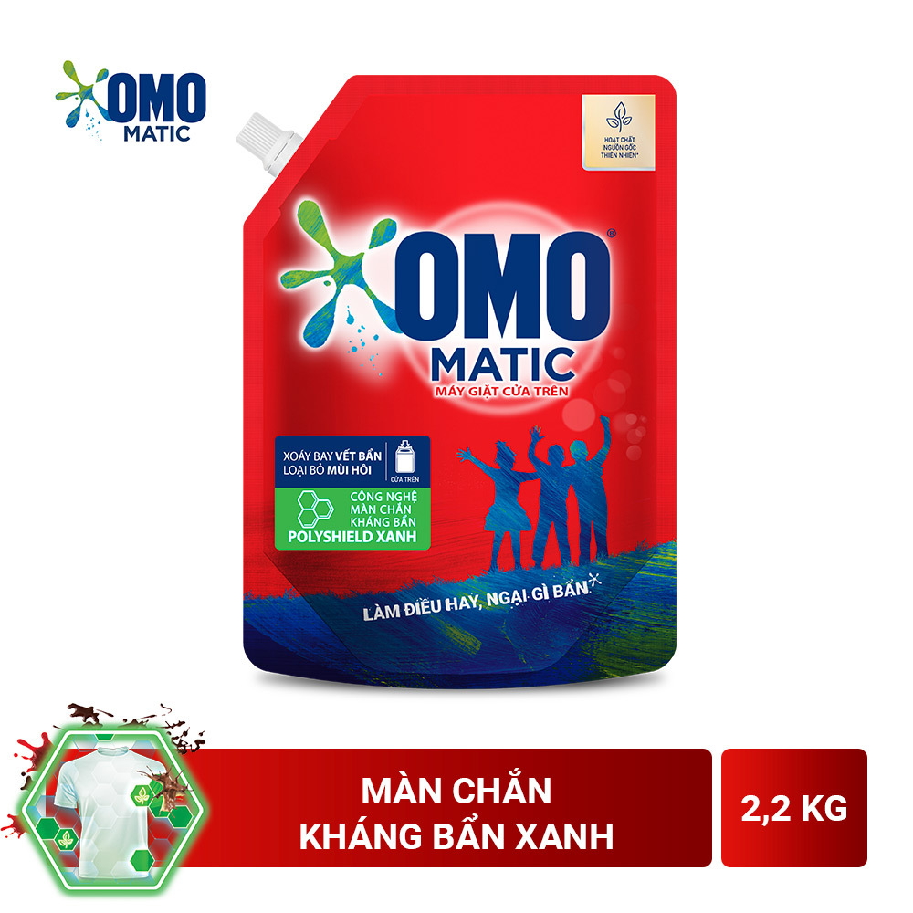 Nước giặt OMO Matic bền đẹp cửa trên túi 2.2kg