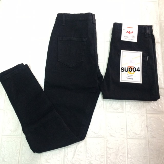 Quần jeans nữ đen trơn co giãn nhiều QJ01