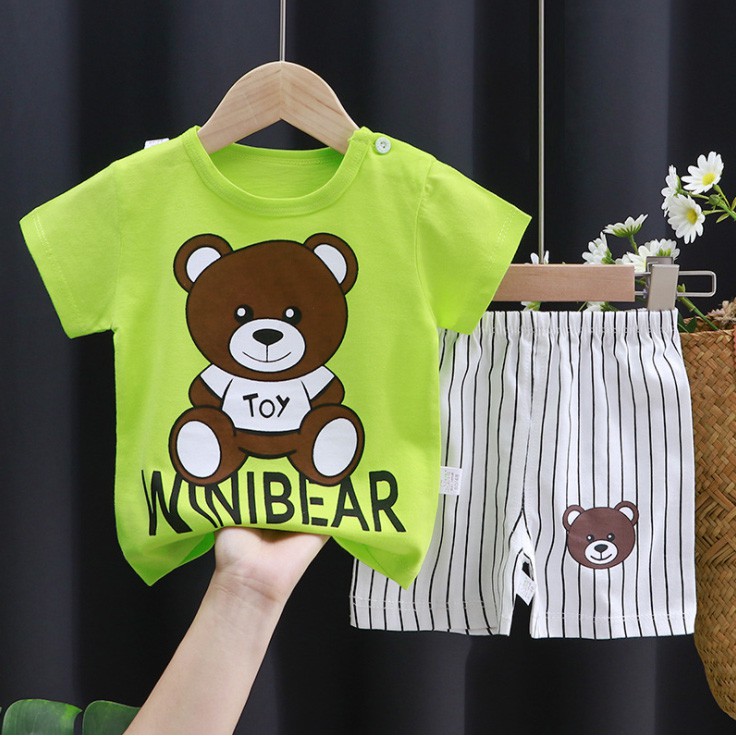 Bộ Thun Ngắn Tay Mùa Hè 2021 Cho Bé Từ 1 Đến 7 Tuổi, Cotton tinh khiết. B05s