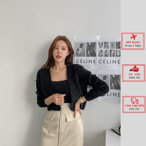 set áo cardigan len nữ cao cấp lông thỏ kiểu dáng hàn quốc thời trang nữ yolo fashion