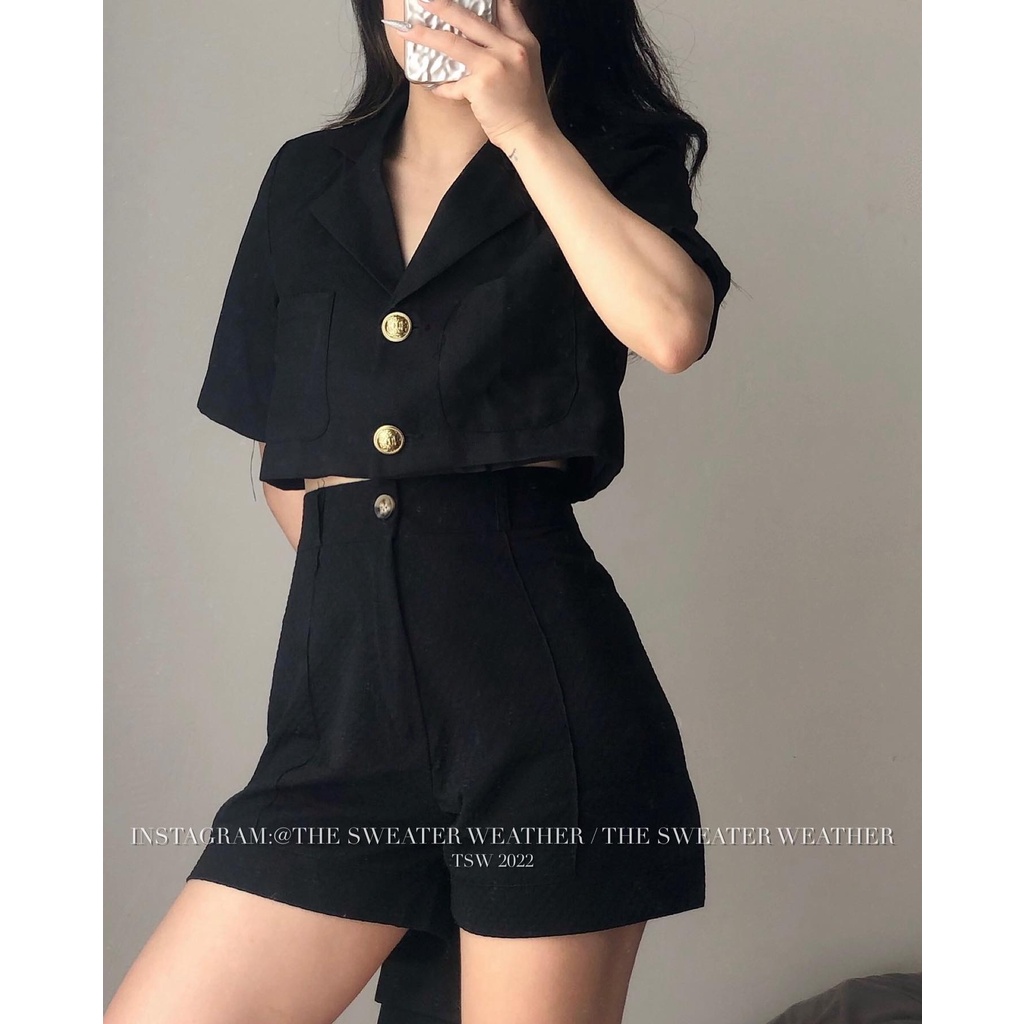 Quần short tổ ong cạp cao gập gấu 4 màu the.sweaterweather TSW