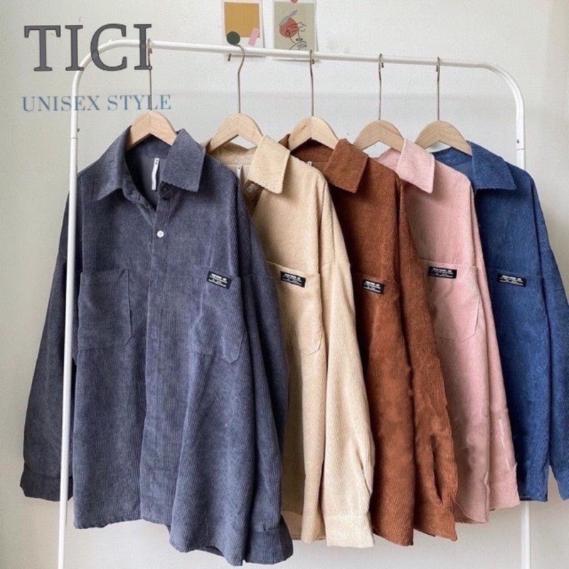 Áo Sơ Mi NHUNG GÂN❤️ Form rộng Unisex Nam/Nữ (Chất Vải Nhung Siêu Sịn,Mịn)❤️MÀU HỒNG/XANH/NUDE/NÂU [FREESHIP]