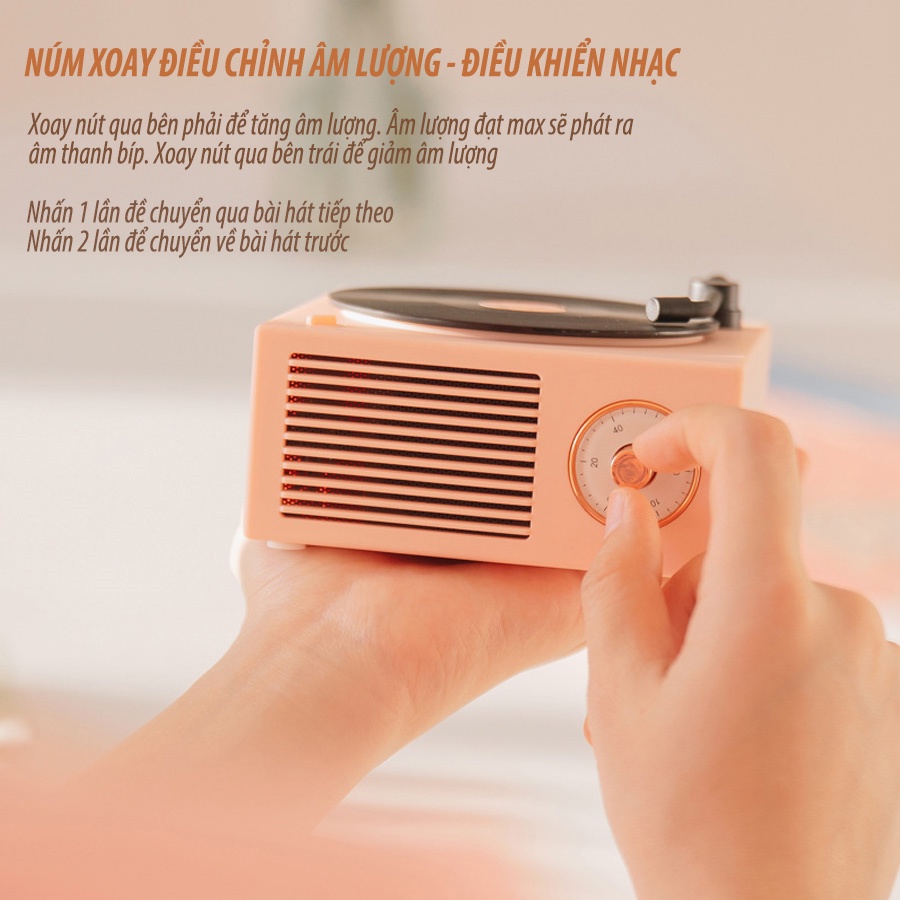 Loa Bluetooth Mini Đĩa Than Vinyl  Âm Bass trầm Retro X10 Decor phong cách cổ điển Vintage