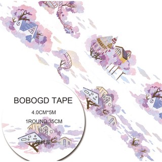 Băng dán washi tape lâu đài trên mây tím