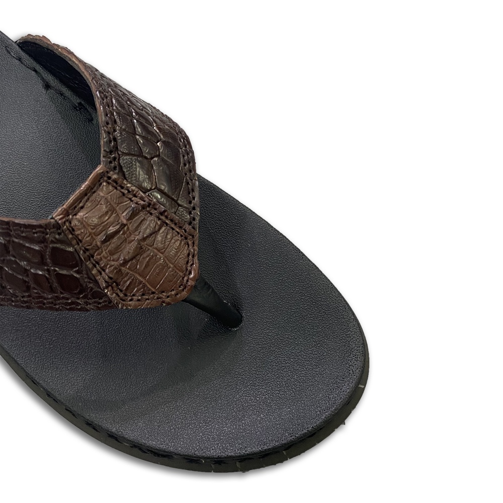 Dép xỏ ngón nam da cá sấu cao cấp thời trang đế may viền TCF1124