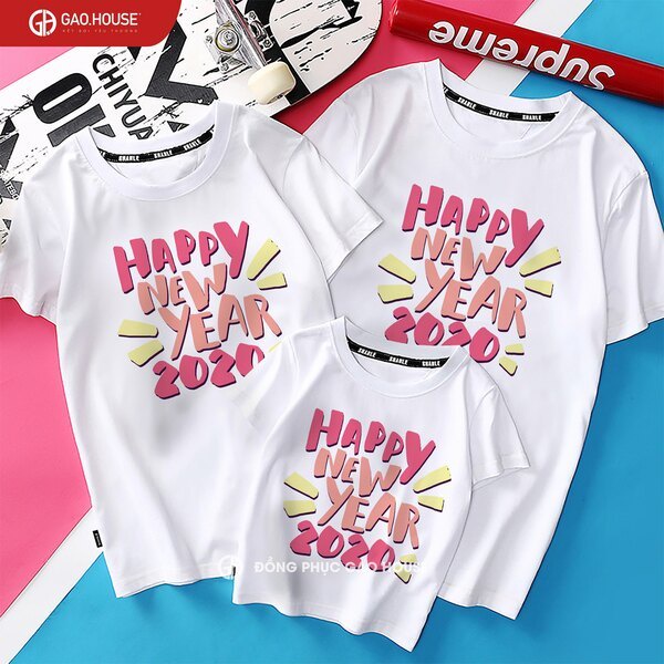 Áo in tết 2022 HAPPY NEW YEAR .Chuyên Nhận In Áo Nhóm, Áo Cặp , Áo Đồng Phục Theo Yêu Cầu Giá Rẻ