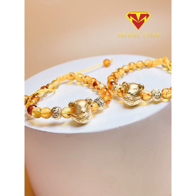 Vòng hổ #phách Minh Tâm jewelry con giáp bạc mạ vàng cho bé