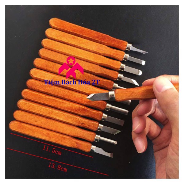 Bộ 12 dao khắc, đục, tiện gỗ cao cấp V2