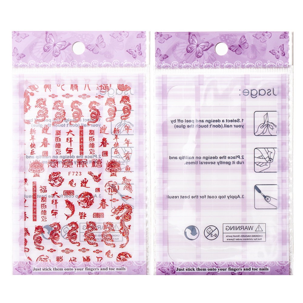 [Hàng mới về] Túi miếng dán trang trí móng tay nghệ thuật chúc mừng năm mới phong cách Trung Hoa thời trang