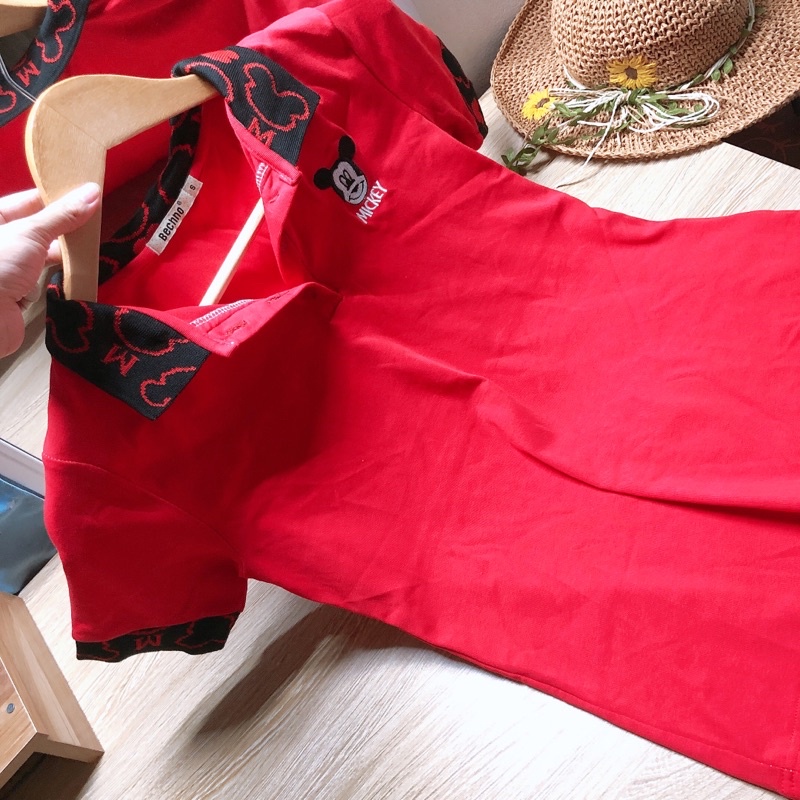 Áo phông thêu micky cổ tàu❣️Freeship❣️