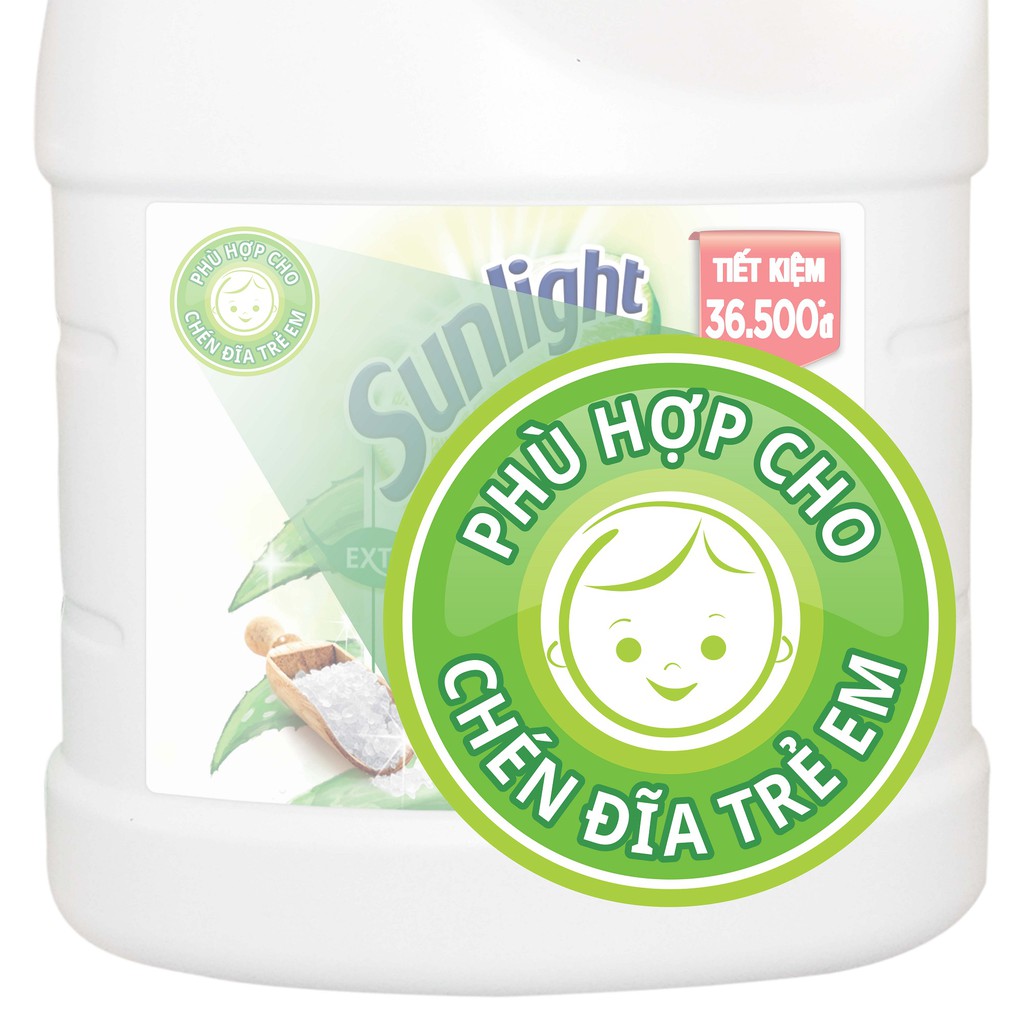 Nước rửa chén Sunlight (3.6kg) Chai Sunlight Hương Thiên Nhiên Muối Khoáng &amp; Lô Hội