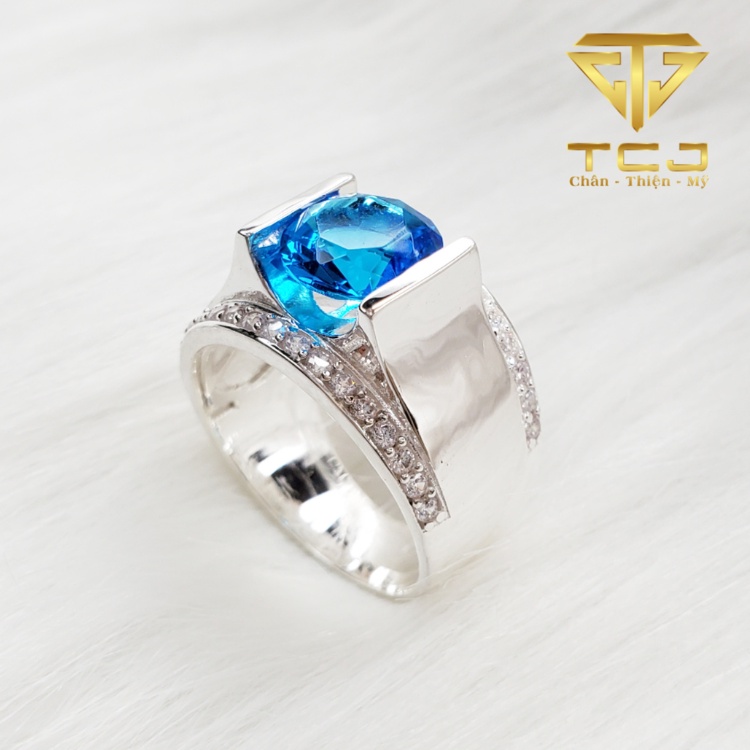 Nhẫn nam bạc ý 925 thiết kế 3D đính đá phong thủy sang trọng RM0049 Trang sức Toàn Cầu TCJ