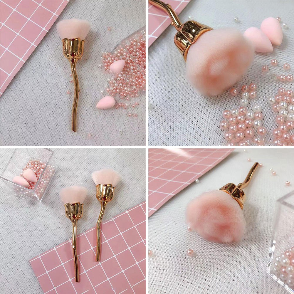 [Hàng mới về] Chổi hình cành hoa hồng dùng để phủi bụi sơn móng tay kích thước 18x6x2cm