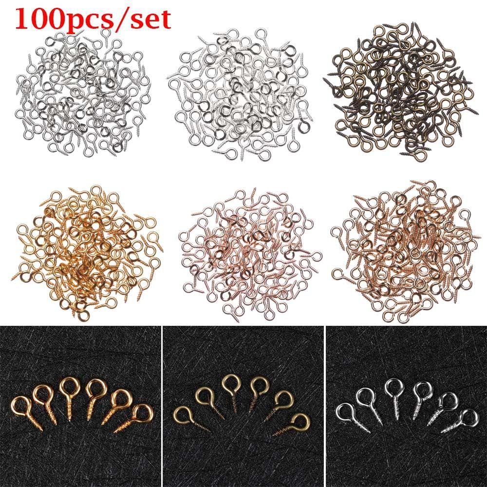 Bộ 100 Hạt Xỏ Lỗ Hình Mắt Cừu Kích Thước 4x8 / 5X10mm Dùng Trang Trí Móng Tay