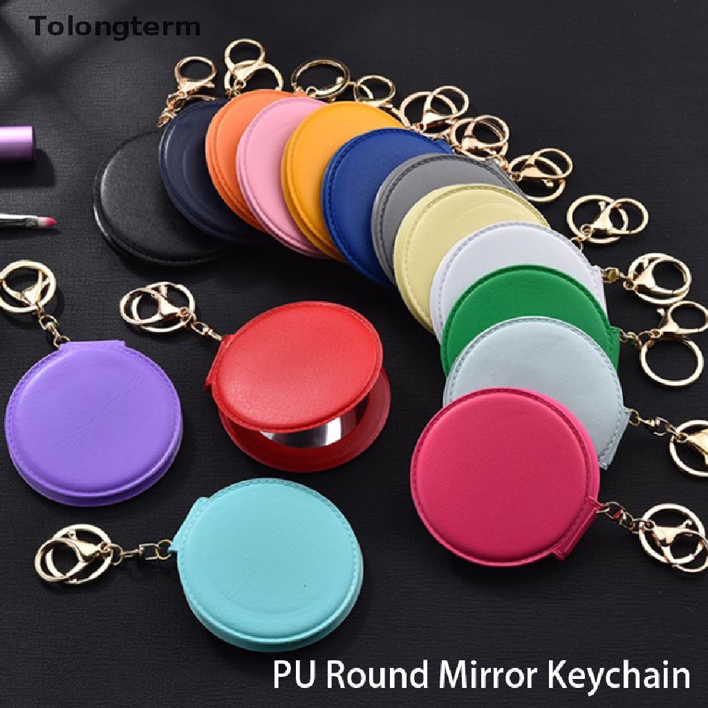 Gương Trang Điểm Hai Mặt Hình Tròn Cỡ Nhỏ Bằng PU Dạng Gập Tiện Dụng