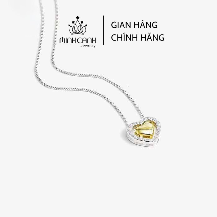 Dây Chuyền Bạc 925 Trái Tim Lồng Xi Vàng - Minh Canh Jewelry