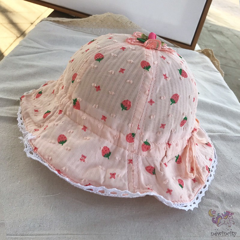 Mũ Tai Bèo In Hình Quả Dâu Dễ Thương Dành Cho Bé Gái