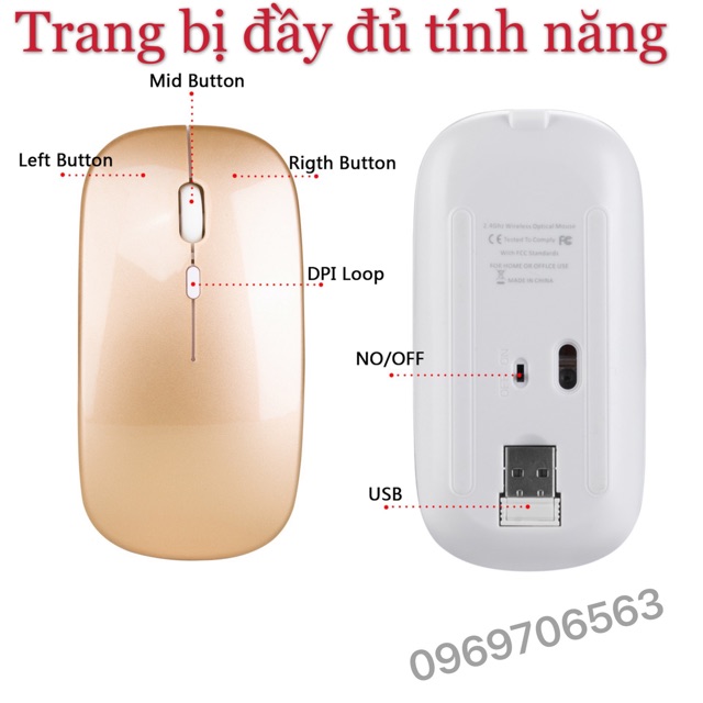 Chuột Không Dây Pin Sạc Cao Cấp M80 Kiểu Dáng Sang Trọng Pin Sạc Dùng Cực Lâu