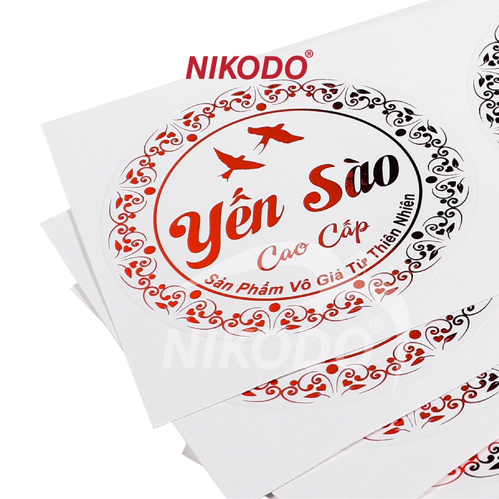 Tem dán hộp yến sào ánh kim cao cấp hình tròn giá rẻ combo 50 cái - Phụ kiện yến sào giá sỉ Nikodo