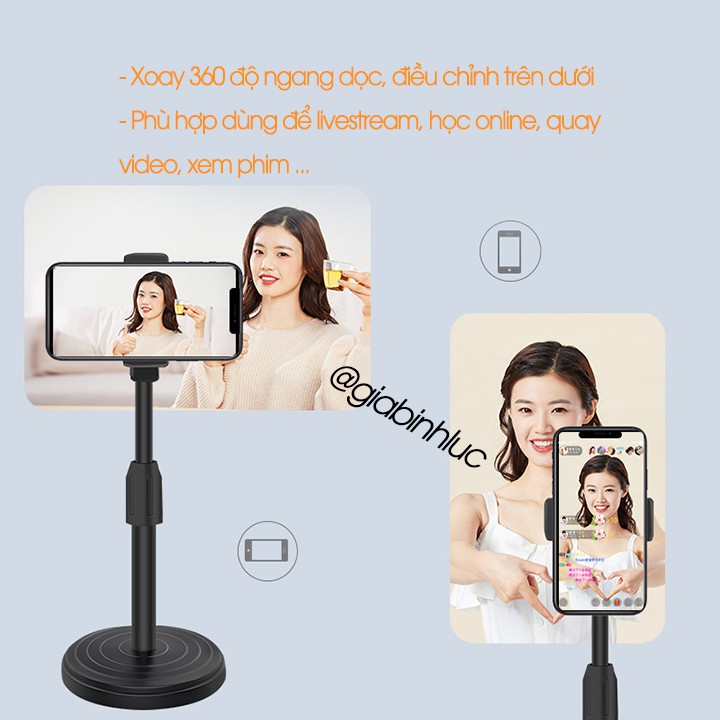 Giá đỡ điện thoại để bàn đa năng xoay 360 độ điểu chỉnh trên dưới hỗ trợ livestream xem phim, quay video ,học bài online | BigBuy360 - bigbuy360.vn