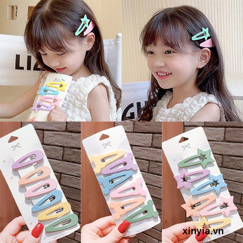 Set 6 kẹp tóc nhiều màu sắc phong cách Hàn Quốc thời trang cho bé gái