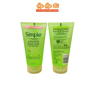 Sữa Rửa Mặt Simple Gel Kind To Skin Refreshing Facial Wash Gel Dịu Nhẹ 150ml
