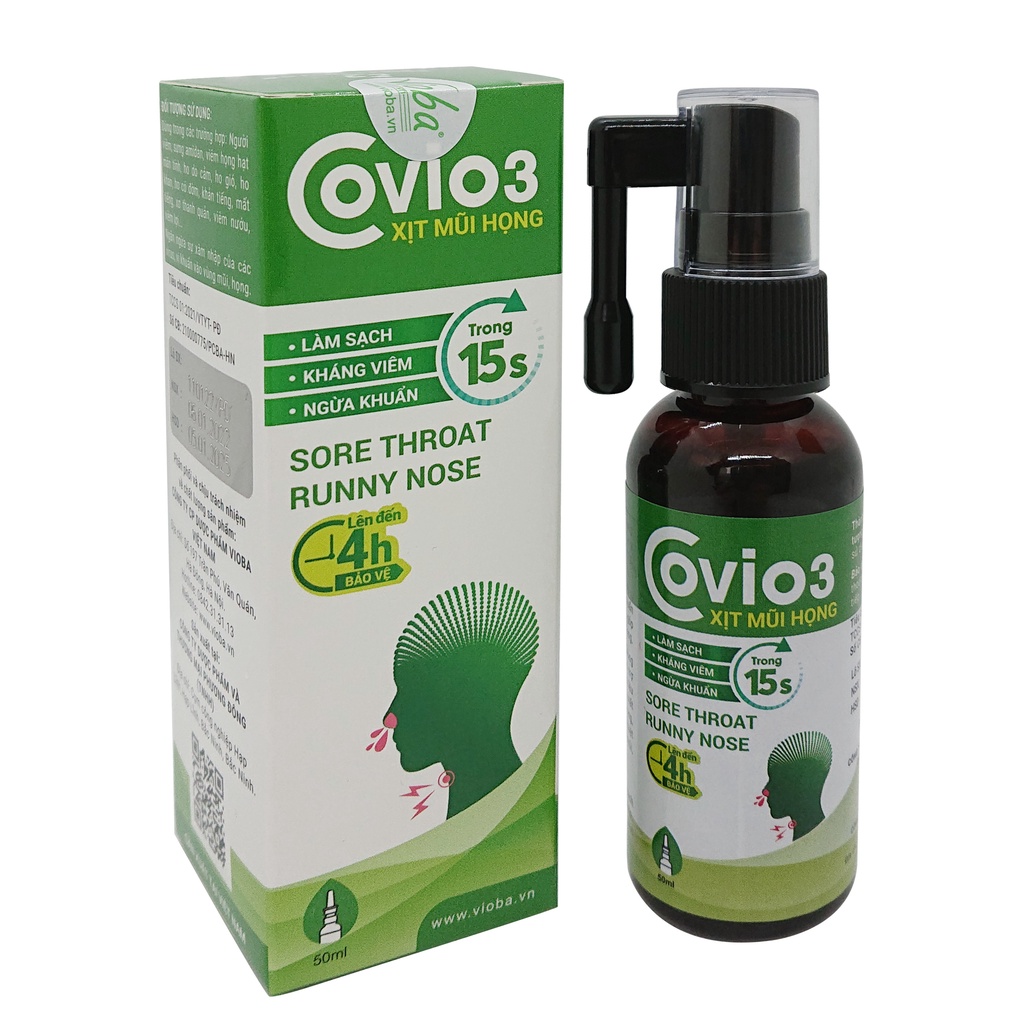 Covio3 Vioba xịt mũi họng làm sạch, ngừa khuẩn (chai 50ml)