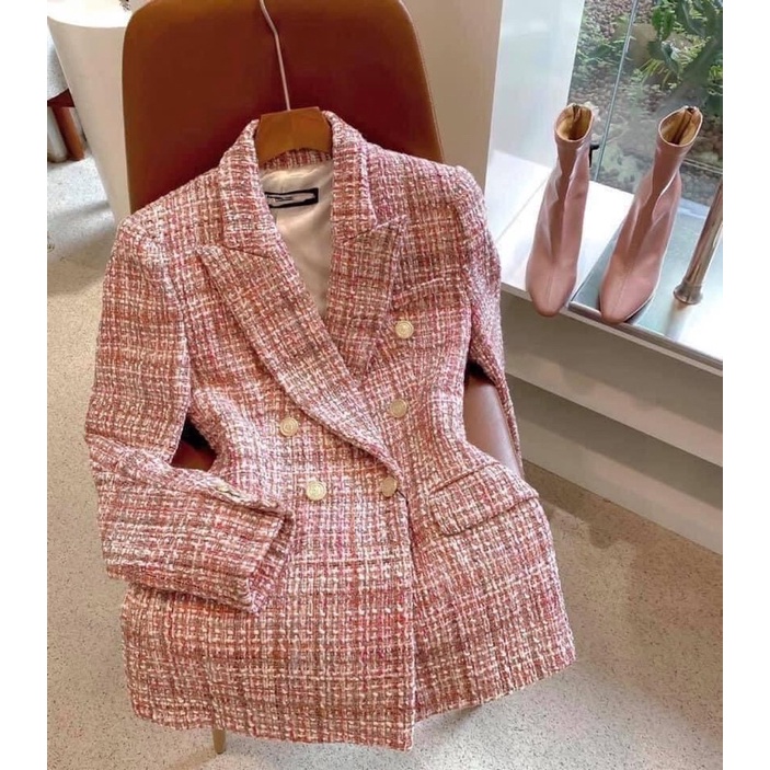 [ORD-Xuất us]: Áo khoác blazer tweed dạ cổ vest nữ xuất xịn | BigBuy360 - bigbuy360.vn