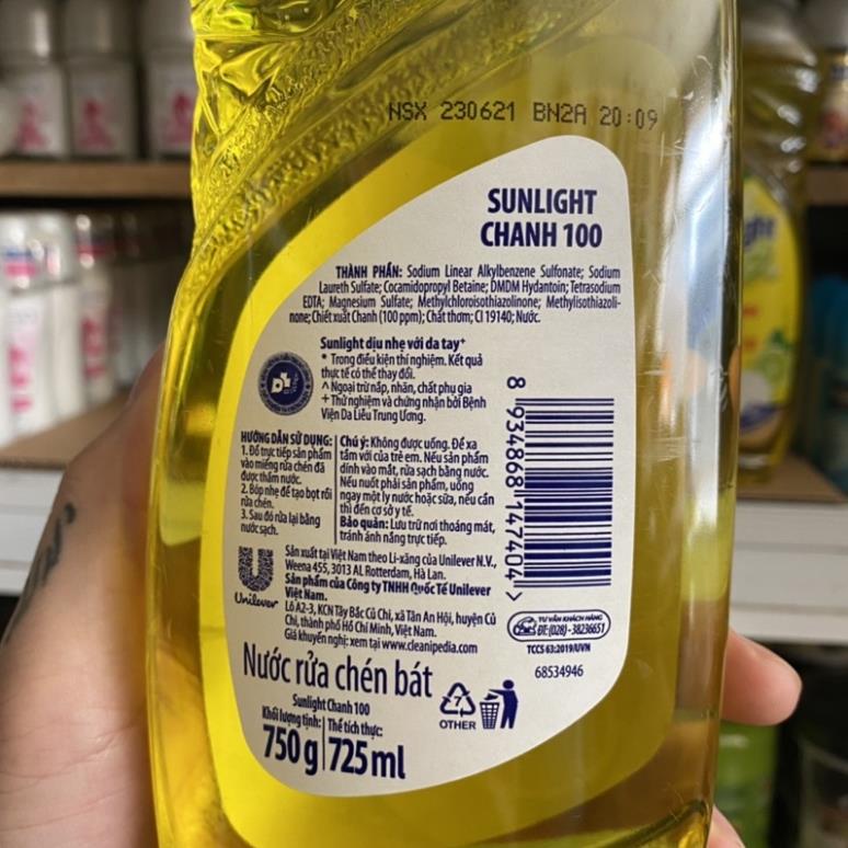 Sunlight Nước rửa chén bát 3 loại chai 750g