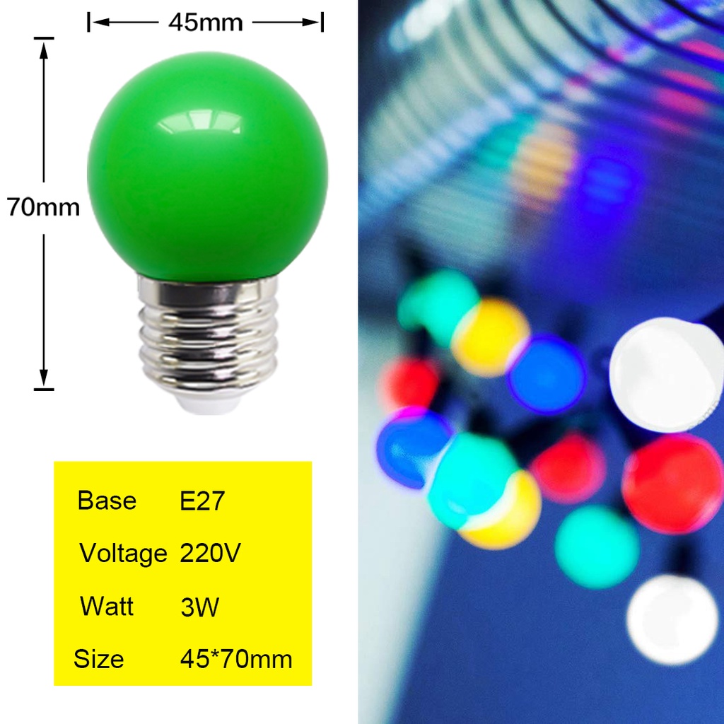 Dây Đèn Led E27 G45 220V 3W dể nắn Nhiều Màu Sắc Trang Trí Sân Vườn