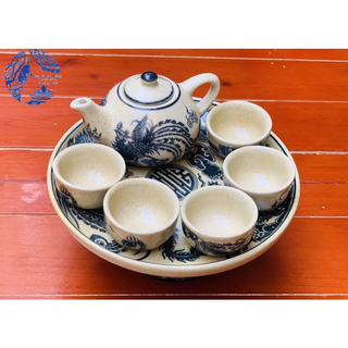 Bộ ấm chén thờ men dạn Bát Tràng