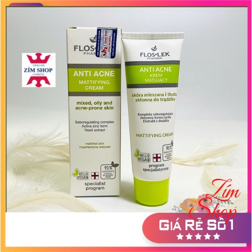 Floslek Anti Acne Mattifying Cream 50ml kem kiểm soát dầu và điều tiết nhờn