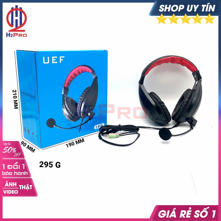 Tai Nghe Chụp Gaming, Tai Nghe Chụp Tai Có Dây UEF E-813X Cao Cấp Có Micro, Chống Ồn-Bass Khoẻ, Dây Dài 1.3M-H2Pro Audio